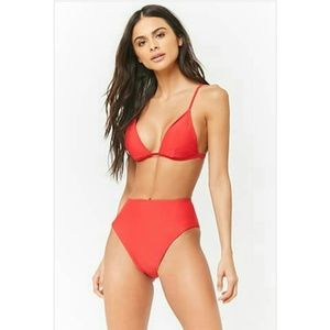 New Forever 21 Red High Waisted Bikini Bottom
